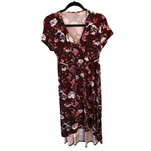 Maternity Nursing Faux Wrap Stretch High-low Dress